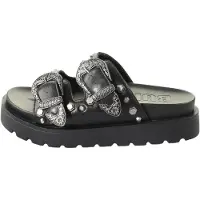 Buffalo Raya Ari West Läder Kvinnors Svarta Sandaler