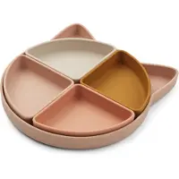Liewood Tallrik - Arne - Silikon - 4 rum - CAT Rose Multi Mix - - One Size - Tallrik