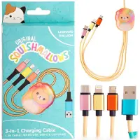 Lazerbuilt SQUISHMALLOWS Chargercable 1.2m Leo 3in1 USB-C/Micro/Lightning