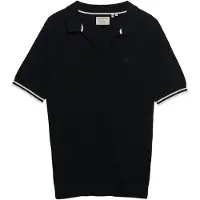Superdry för män. M1110459A Polo Johnny Collar Stickad svart (L), Casual, Bomull, Kort ärm