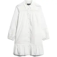 Superdry för kvinnor. W8011625A Skjortklänning med vit spetsblandning (S), Casual, Bomull, Lång ärm