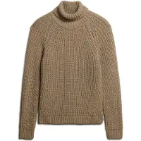 Superdry för kvinnor. W6110397A Löst stickad tröja med brun polokrage (M), Casual, Akryl, Lång ärm