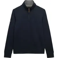 Superdry för män. M2014535A Essential Pique Sweatshirt med halv dragkedja marinblå (XXL), Casual, Bomull, Marino