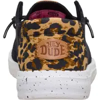 HeyDude Wendy Wildcat Bomull Kvinna Svart/Leopard Mockasiner Skor
