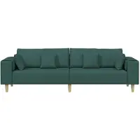 vidaXL Soffa med kudde Mörkgrön 250 x 77 x 76 cm tyg
