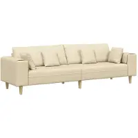 vidaXL Soffa med kudde Kräm 250 x 77 x 76 cm tyg