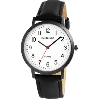 Excellanc Herrklocka med klockarmband i konstläder / Armbandsur - Svart/Vit