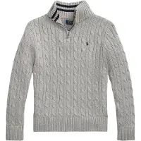 Ralph Lauren Tröja m. Dragkedja - Stickad - Gråmelerad - - 14-16 år (164-176) - Tröja