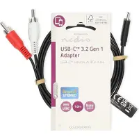 Nedis USB-C(tm) Adapter | USB 3.2 Gen 1 | USB-C(tm) Hane | 2x RCA Hane | 1.00 m | Rund | Nickelplaterad | PVC | Svart | Label