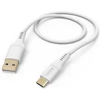 Hama USB-laddningskabel USB 2.0 USB-A kontakt, USB-C-kontakt 1.5 m Vit Flexibel 00201571
