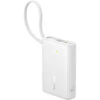 Baseus PicoGo 10 000 mAh 45 W powerbank med inbyggd kabel och display – vit
