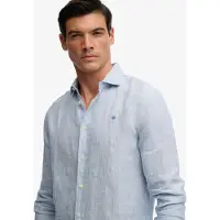 Superdry för män. M4011103A Riviera Linen Shirt blå (XL), Casual, Lino, Klassisk, Lång ärm