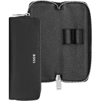 BOSS Grained-leather pen case with metal logo
