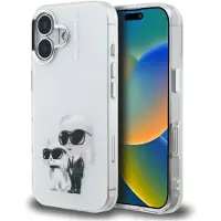 Karl Lagerfeld IML Aquarelle Karl & Choupette & Logo iPhone 16-fodral – vitt