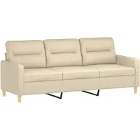 vidaXL 3-sitssoffa gräddvit 180 cm tyg