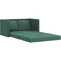 vidaXL Golvbäddsoffa 2-i-1 mörkgrön 122x204x55 cm sammet