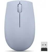 Lenovo 300 Wireless Compact - Mus - with battery - optisk - 3 knappar - trådlös - 2.4 GHz - trådlös USB-mottagare - frost blue - blåsa