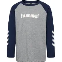 Hummel Tröja - hmlJR Logo - Gråmelerad/Dress Blues - - 5-6 år (110-116) - Tröja