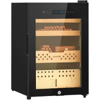 Vevor Elektrisk Humidor, 60L, 350 Counts Elektrisk Cigar Humidor Skåp med Kompressorkylning, Konstant Fuktighets- och Temperaturkontroll, Hyllor och Lådor i Spanskt Cederträ, 3 Lager, För Hushållet