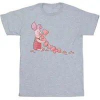 Disney Winnie the Pooh Piglet Chain of Hearts - T-shirt i bomull för flickor (Sport Grå)