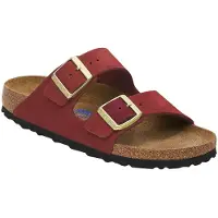 Birkenstock Pantolette 'Arizona' mörkbrun / vinröd