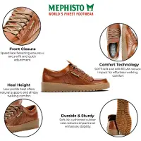Mephisto Rainbow herrar Läderkastanjebruna promenadskor - Heritage 4778