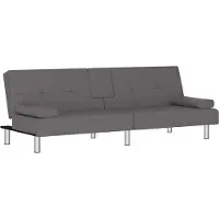 vidaXL Bäddsoffa med mugghållare grå konstläder