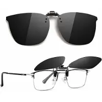 INF Polariserade Clip-on Solglasögon – UV400 Körglasögon för Glasögonbärare Black+Grey
