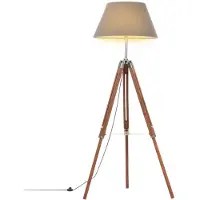 vidaXL Golvlampa honungsbrun och grå massivt teakträ 141 cm