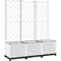 vidaXL Odlingslåda med spaljé vit 120x40x136 cm PP