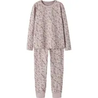 Name It Kids Pyjamas oliv / pastelllila / rosé / mörkröd