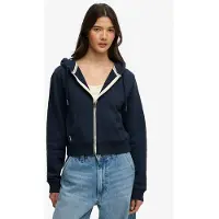Superdry för kvinnor. W2012286A Essential Logo Cropped Ziphood marinblå (XS), Casual, Bomull, Marino