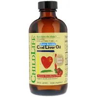 ChildLife Ren Arktisk Kabeljöröleverolja från Essentials, Naturlig Jordgubbe, 8 fl oz (237 ml)