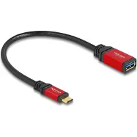 DeLOCK USB-C Kabel USB 3.2 Gen2 USB-C-kontakt, USB-A uttag 0.15 m Svart, Röd Rund 60172