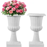 Vevor Plasturna Planter, 40 x 67 cm, 2-pack Vita Klassiska Blomkrukor Veranda Planter, Inomhus- och Utomhusvas För Bröllop, Fest, Evenemang, Hem, Scen, Trädgård, Balkong, Uteplatsdekoration