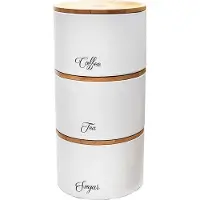 Klausberg Förvaringsbehållare i stål och bambu, vita, 3-pack