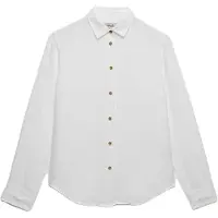 Superdry för kvinnor. W4010587A Vit premiumskjorta i linne (XXS), Casual, Lino, Lång ärm