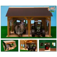 Kids Globe garage för 2 traktorer 55x53x38 cm 1:16