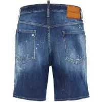 Dsquared2 Marinblå Marinblå Jeansshorts Med Färgstänk
