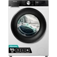 Hisense WD3S9043BW3, Frontmatad, Fristående, Vit, Vänster, Grå, Knappar, Rotations-