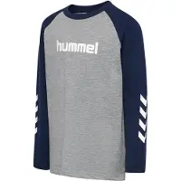 Hummel Tröja - hmlJR Logo - Gråmelerad/Dress Blues - - 9-10 år (134-140) - Tröja