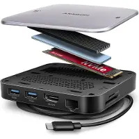 Axagon HMC-UFO - Dockningsstation - för laptop, smartmobil, bordsdator - USB-C 3.2 Gen 2 - HDMI - 1GbE