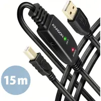 Axagon USB-kabel USB 2.0 USB-A kontakt 15 m Svart Aktiv med signalförstärkning ADR-215B
