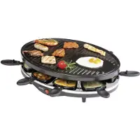 Domo DO9038G Raclette Grillfunktion, Non-stick-beläggning, Kontrolljus, 8 pannor Svart