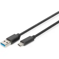 Digitus USB-kabel USB 3.2 Gen1 USB-C-kontakt, USB-A kontakt 1.00 m Svart Rund, dubbelt skärmad DB-300136-010-S