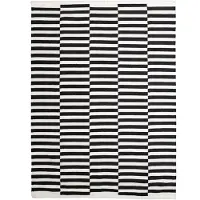 FRAAI Randig modern matta | Dazzle Blocks svart/vit | 140x200 cm | Bomull | Block | Rektangulär | Plattvävd