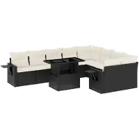 vidaXL Loungegrupp 10 delar med svarta dynor konstrotting