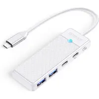 ORICO PAPW2AC-C3 USB-hubb 4 portar: 2x USB-A 3.0, 1x USB-C 3.0, USB-C PD 100 W, 0,15 m vit
