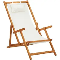 vidaXL Hopfällbar strandstol massivt eukalyptusträ och tyg gräddvit