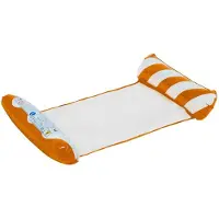 24hShop Uppblåsbar badmadrass - Vit/Orange / uppblåsbar vattenhängmatta för pool / flytmadrass
